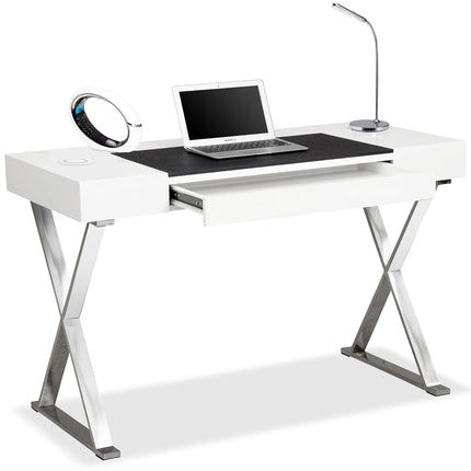 Centurion Supports ADONIS Gloss White Ergonomic Home Office Desk with Built-In Wireless Qi Charging