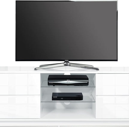 Centurion Supports Avitus Premium High Gloss White with 4-White Drawers and 3-Shelf 32"-65" LED/OLED/LCD TV Cabinet - Grade A