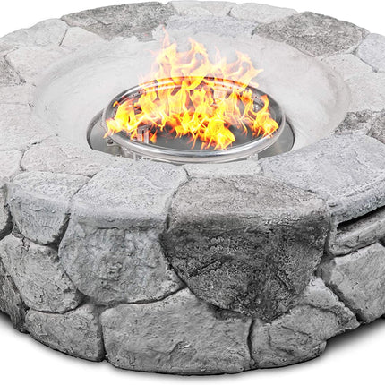 Centurion Supports Fireology KALUYA Grey Lavish Garden and Patio Gas Fire Pit with Eco-Stone Finish - Fully Assembled