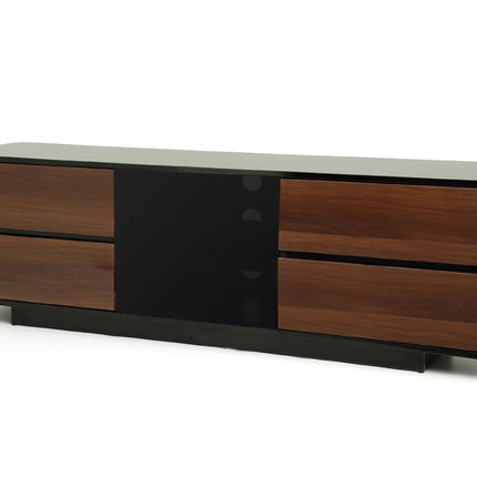 Centurion Supports AVITUS ULTRA Remote Friendly BeamThru Gloss Black with 4-Walnut Drawers 32"-65" Flat Screen TV Cabinet