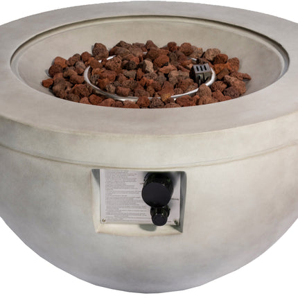 MDA Designs TABITI Light Grey Lavish Garden & Patio Gas Fire Pit with Eco-Stone Finish