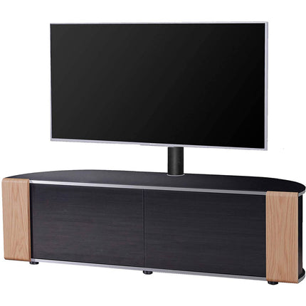 MDA Designs Sirius 1600 Black Cabinet with Walnut/Oak Interchangeable Trims for Flat Screen TVs up to 65" with Mounting Bracket - Grade A