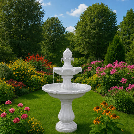 MDA Designs Aruna Elegant 3-Tier Outdoor Water Fountain Self-Contained Stunning Garden Feature with Cascading Waterfall