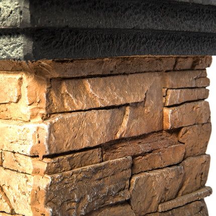 MDA Designs Makara Hand-crafted Stone Fire Column Garden and Patio Smoke-Free Gas Fire Pit Outdoor Heater