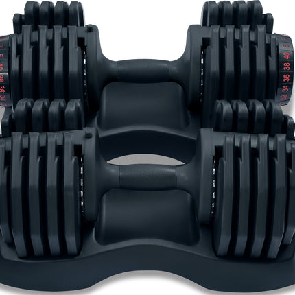 Strongology Home Fitness Adjustable Smart Dumbbell Pair from 5kg to 40kg Training Weights in Black