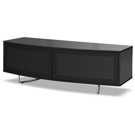 Centurion Supports Caru Gloss Black Beam-Thru Remote Friendly Super-Contemporary "D" Shape Design 32"-65" LED/OLED/LCD TV Cabinet