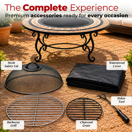 Centurion Supports Fireology BELUGA Opulent Garden and Patio Heater Fire Pit Brazier, Coffee Table, Barbecue and Ice Bucket - Marble Finish - Grade A