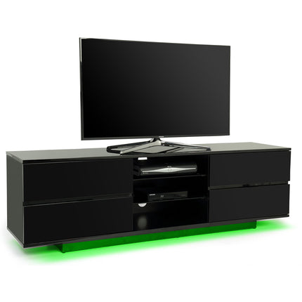 Centurion Supports Avitus Premium High Gloss Black with 4 Drawers and 3-Shelf up to 65" LED/OLED/LCD TV Cabinet with 16 colour LED Lights