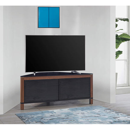 MDA Designs VOLANS Tru-Corner Remote Friendly Doors Walnut/Black Reversible Panel LCD/Plasma/LED TV up to 42" Corner TV Cabinet - Grade A