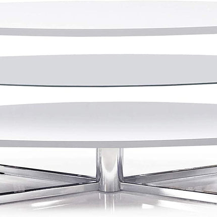 MDA Designs Orbit 1100WWA Gloss White TV Stand with Walnut Elliptic Sides for Flat Screen TVs up to 55"