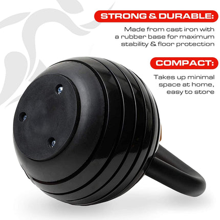 Strongology 7-in-1 Adjustable Smart Kettlebell up to 18kg Black with Red Dial Home Fitness Gym Equipment