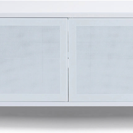 MDA Designs CORVUS Corner-Friendly Gloss White Contemporary Cabinet with White Profiles White BeamThru Glass Doors Suitable for Flat Screen TVs up to 50" - Grade A