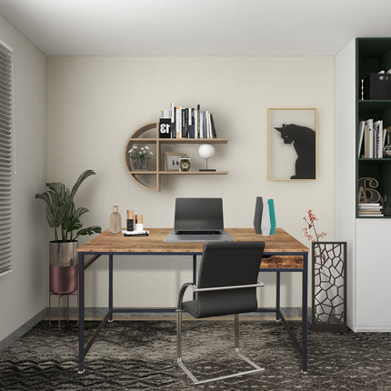 MDA Designs Ottawa Home Office Study Ergonomic  PC Study Writing Desk Table Workstation with Drawer Nutmeg Black