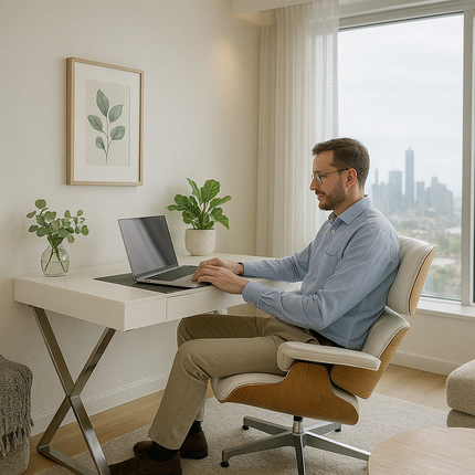 Centurion Supports ADONIS Gloss White and Chrome Legs Ergonomic Home Office Luxury Modern Desk