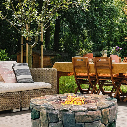 Centurion Supports Fireology KALUYA Bronze Lavish Garden and Patio Gas Fire Pit with Eco-Stone Finish - Fully Assembled