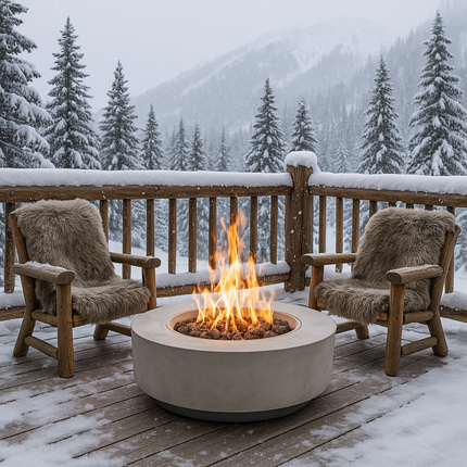 MDA Designs FUSION Light Grey Lavish Garden & Patio Gas Fire Pit with Eco-Stone Finish - Fully Assembled