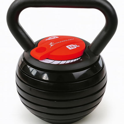 Strongology HERCULES18 7-in-1 Adjustable Smart Kettlebell upto 18kg Black with Red Dial Home Fitness Gym Equipment - Grade A
