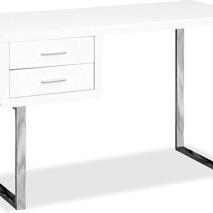 Centurion Supports HARMONIA Gloss White with Chrome Legs 2-Drawer Contemporary Home Office Luxury Computer Desk - Grade A