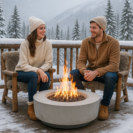 MDA Designs FUSION Light Grey Lavish Garden & Patio Gas Fire Pit with Eco-Stone Finish - Fully Assembled - Grade A