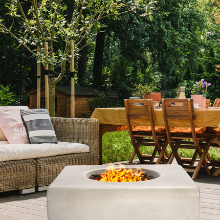 Centurion Supports Fireology ADELPHI Light Grey Lavish Garden and Patio Gas Fire Pit with Eco-Stone Finish - Fully Assembled - Grade A