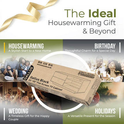 Centurion Supports GALLUS Walnut with 2-Walnut Drawers for 32"-55" LED/OLED/LCD TV Cabinet - FULLY ASSEMBLED