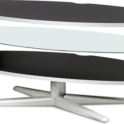 MDA Designs Orbit 1100BB Gloss Black TV Stand with Gloss Black Elliptic Sides for Flat Screen TVs up to 55"