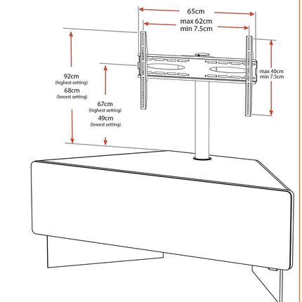 MDA Designs Antares HYBRID White Corner-Friendly with Clear Acrylic Legs Hover Effect & Remote-Friendly Glass Door TV Cabinet with Mounting Bracket - Grade A