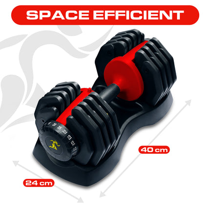 Strongology Urban25 Single Home Fitness Black Red Adjustable Smart Dumbbells from 2.5kg up to 25kg Training Weights - Grade A