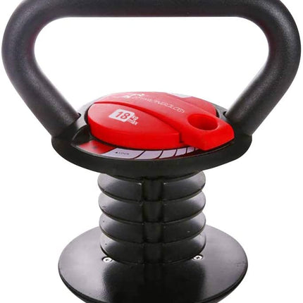 Strongology 7-in-1 Adjustable Smart Kettlebell up to 18kg Black with Red Dial Home Fitness Gym Equipment