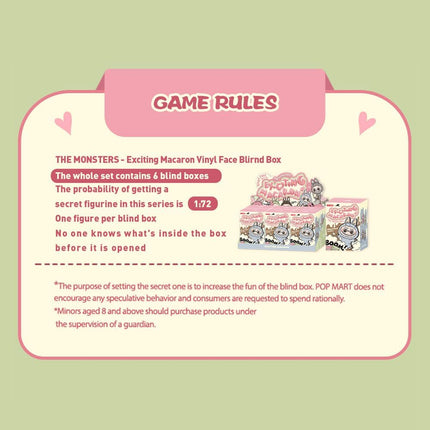 Pop Mart THE MONSTERS - Exciting Macaron Series Whole Set (6 Boxes) | Labubu Designer Vinyl Face Blind Box Collectible Art Toys - 100% genuine with Money Back Guarantee