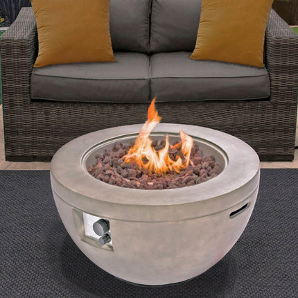 MDA Designs TABITI Light Grey Lavish Garden & Patio Gas Fire Pit with Eco-Stone Finish