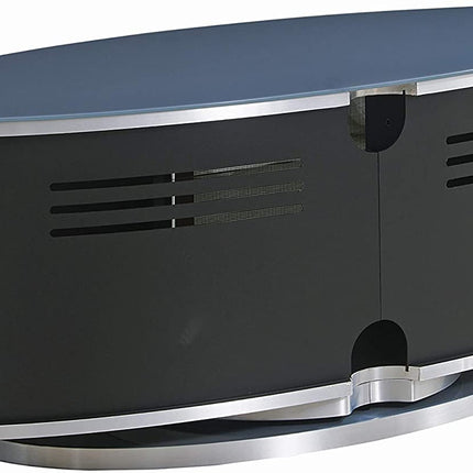 MDA Designs LUNA Grey Oval Cabinet with Grey Profiles & Grey BeamThru Glass Doors Suitable for Flat Screen TVs up to 50"