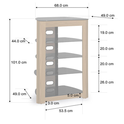 Centurion Supports Zinnia 5-Shelf Black with Oak Fascia Flat Screen TV/Hi-Fi/AV Rack Entertainment Stand - Grade A