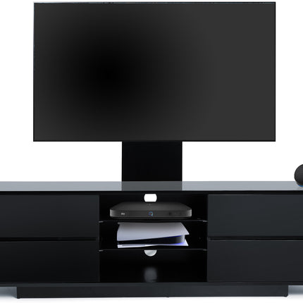 Centurion Supports AVITUS Gloss Black with 4-Black Drawers for up to 65" LED/LCD/Plasma TV Stand with Mounting Arm