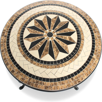 Centurion Supports TOPANGA High-End Round Multi-Functional Garden and Patio Heater, Fire Pit, Coffee Table, BBQ and Ice Bucket with Ceramic Tiles and Cover