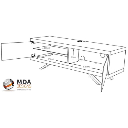 MDA Designs TUCANA 1200 Hybrid Black Oak Beam Thru Remote-Friendly up to 60" Flat Screen TV Cabinet - Grade A
