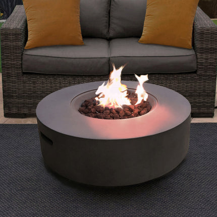 MDA Designs FUSION Dark Grey Lavish Garden & Patio Gas Fire Pit with Eco-Stone Finish - Fully Assembled - Grade A
