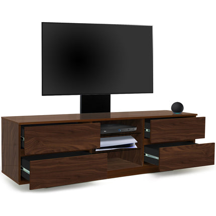 Homeology Avitus Walnut with 4-Walnut Drawers and 3-Shelves up to 65" LED, LCD, Plasma TV Stand with Mounting Arm