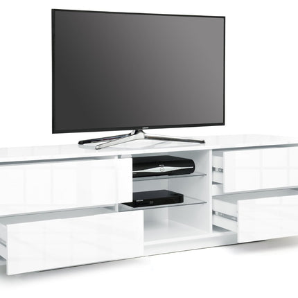 Centurion Supports Avitus Premium High Gloss White with 4-White Drawers and 3-Shelf 32"-65" LED/OLED/LCD TV Cabinet