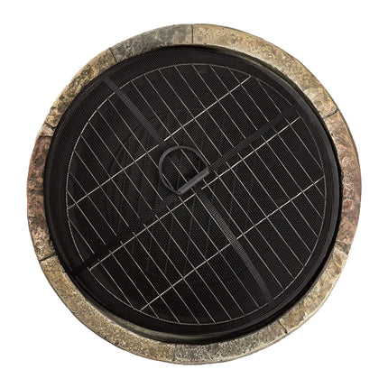 Centurion Supports Fireology SAMUI Majestic Garden and Patio Round Multi-function Heater, Fire Pit, Brazier and Barbecue with Eco-Stone Finish and Cover