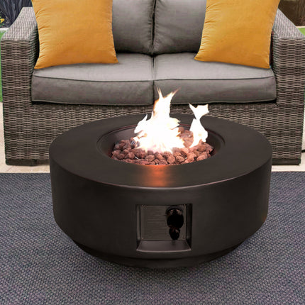 MDA Designs FUSION Black Lavish Garden & Patio Gas Fire Pit with Eco-Stone Finish - Fully Assembled - Grade A