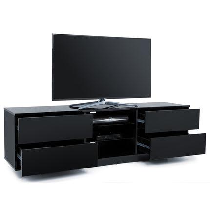 Centurion Supports Avitus Gloss Black with 4-Black Drawers and 3-Shelf 32"-65" LED/LCD/Plasma TV Stand