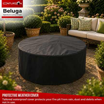 Centurion Supports Fireology BELUGA Opulent Garden and Patio Round Heater, Fire Pit, Brazier, Coffee Table, Barbecue and Ice Bucket - Marble Finish
