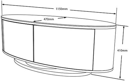 MDA Designs LUNA Grey Oval Cabinet with Walnut Profiles & Grey BeamThru Glass Doors Suitable for Flat Screen TVs up to 50"