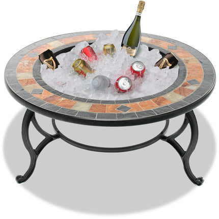 Centurion Supports Fireology LANIAKA Lavish Garden & Patio Heater Fire Pit Brazier, Coffee Table, Barbecue and Ice Bucket with Slate Tiles