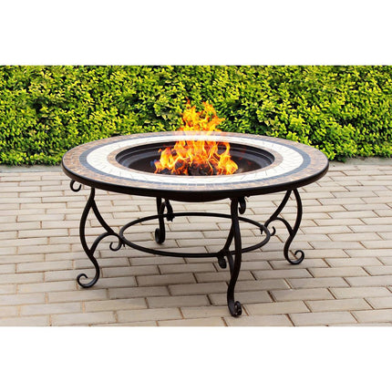 Centurion Supports TOPANGA High-End Luxurious Multi-Functional Garden & Patio Heater Fire Pit Brazier/Coffee Table/Barbecue and Ice Bucket with Ceramic Tiles - Grade A