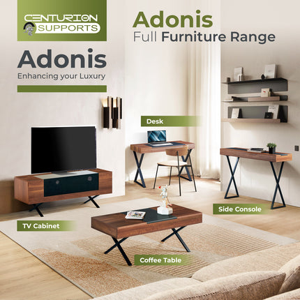 Centurion Supports ADONIS Walnut with Black Contrast Beam-Thru Remote Friendly Door 26"-55” Flat Screen TV Cabinet