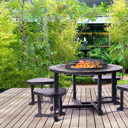 Centurion Supports Fireology CORDOVA Set Garden and Patio Round Heater, Fire Pit, Brazier, Table, Barbecue and Ice Bucket