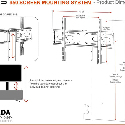 MDA Designs TUCANA 1200 Hybrid Black Oak Cabinet with Beam Thru Remote-Friendly Doors up to 60" Flat Screen TV Stand with Mounting Arm - Grade A