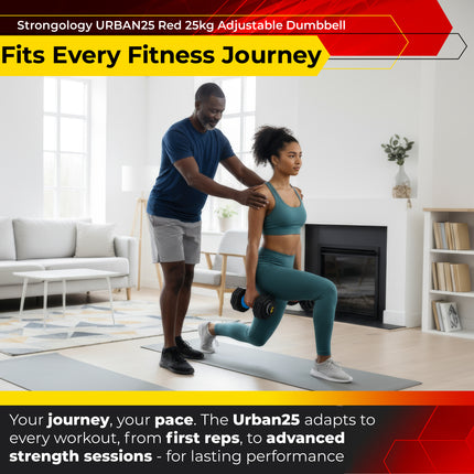 Strongology Urban25 Home Fitness Black and Blue Adjustable Smart Dumbbells from 2.5kg up to 25kg Training Weights